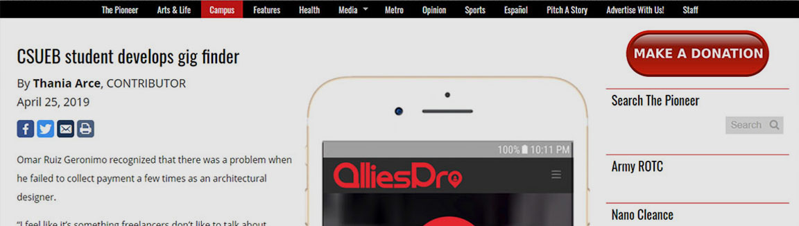 News Paper from CSUEB student develops gig finder